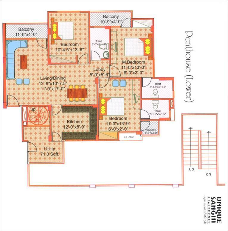 Unique Sanghi Apartments - Floor Plan